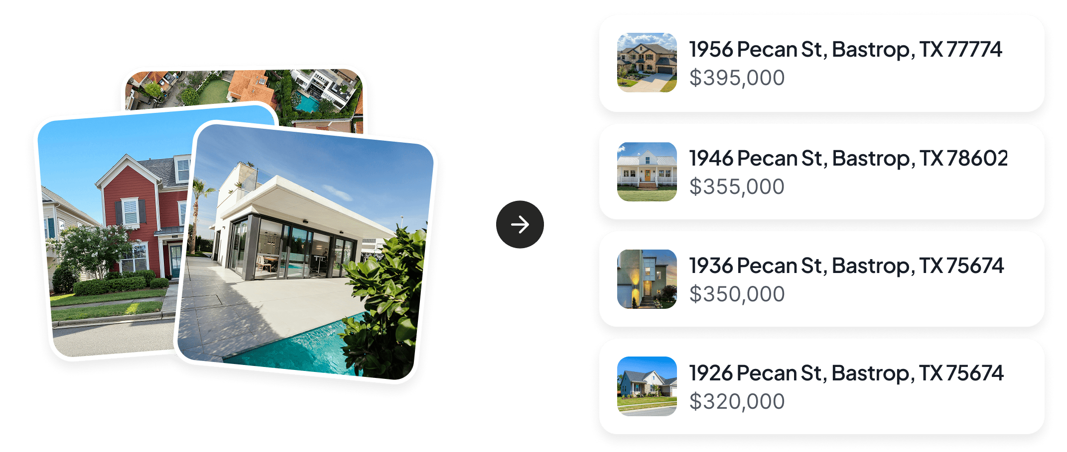 Property import interface showing multiple listings